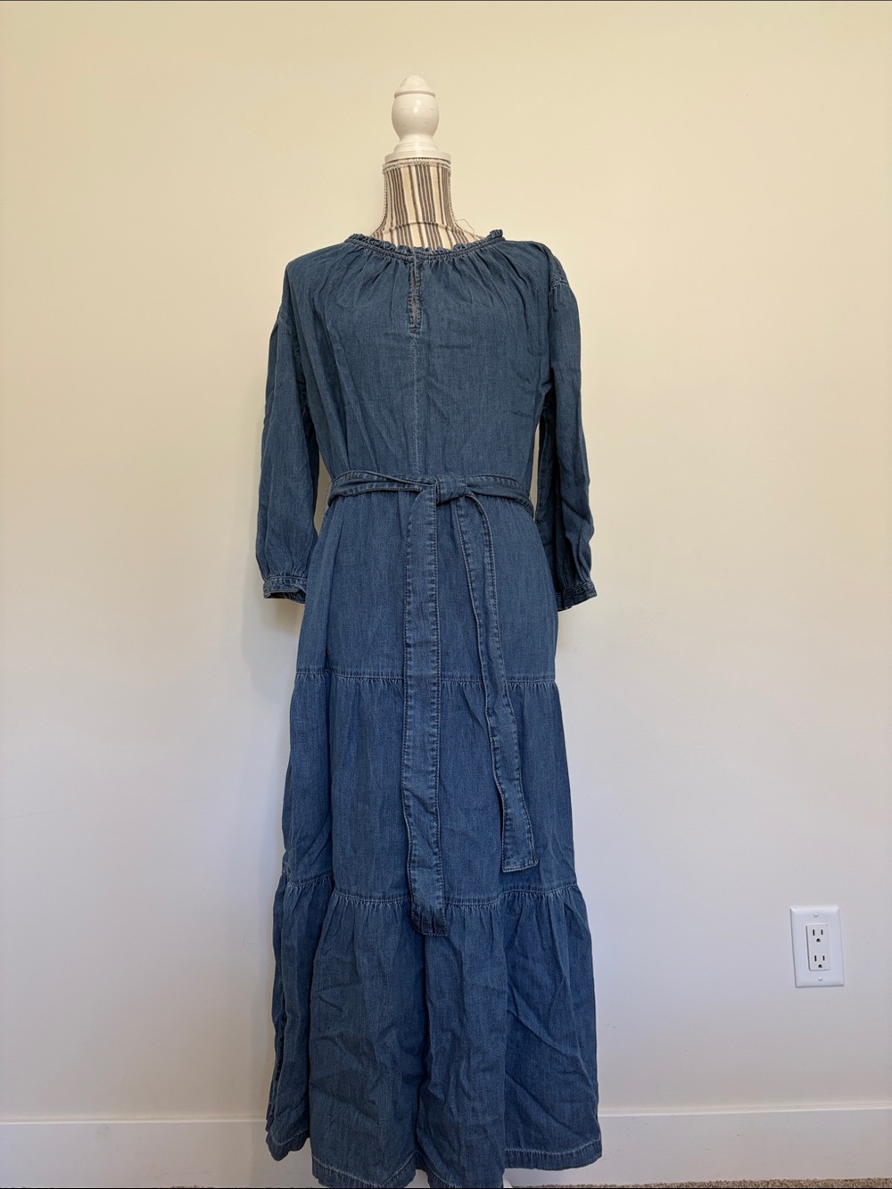 GAP Denim-Style Tiered Maxi Dress - Blue